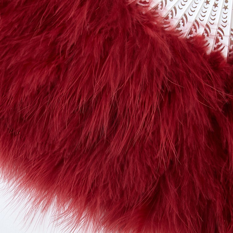 BABEYOND Marabou Feather Fan 20s Vintage Folding Fan Flapper Hand Fan for Costume Dancing Show Tea Party Wedding Decoration (Wine Red) - Image 2